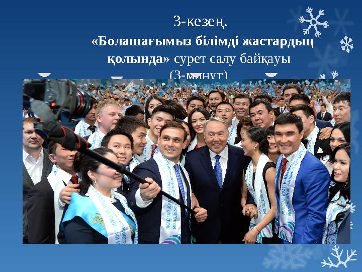 3-кезең. «Болашағымыз білімді жастардың қолында» сурет салу байқауы (3-минут)