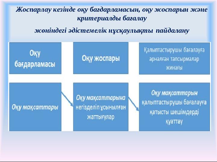 Жоспарлау кезінде оқу бағдарламасын, оқу жоспарын және критериалды бағалау жөніндегі әдістемелік нұсқаулықты пайдалану