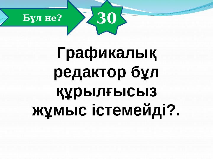 30 Бұл не? Графикалық редактор бұл құрылғысыз жұмыс істемейді?.