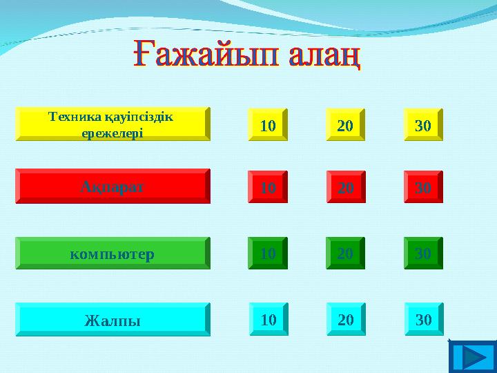 1010 2020 3030 1010 2020 3030 1010 2020 3030 Техника қауіпсіздік ережелері Техника қауіпсіздік ережелері компьютеркомпьютер Жа