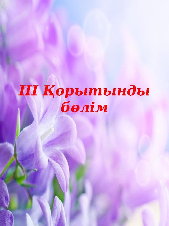 III Қорытынды бөлім
