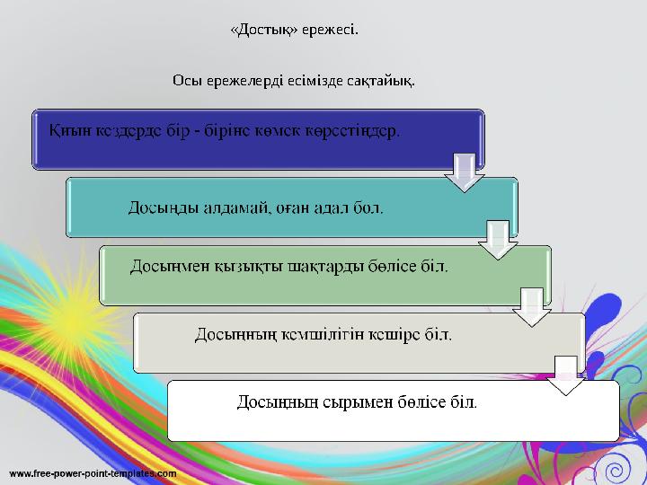 «Достық» ережесі. Осы ережелерді есімізде сақтайық.