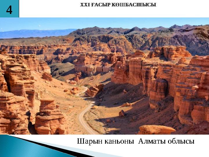 4 XXI XXI ҒАСЫР КӨШБАСШЫСЫҒАСЫР КӨШБАСШЫСЫ Шарын каньоны Алматы облысы