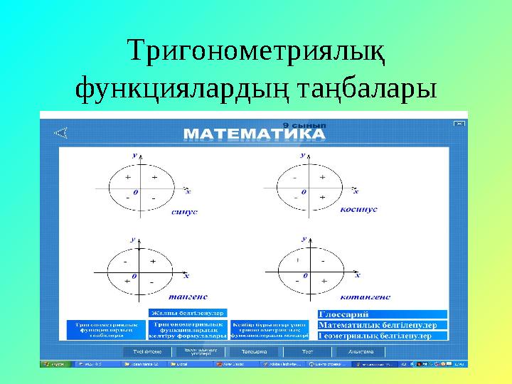 Тригонометриялық функциялардың таңбалары