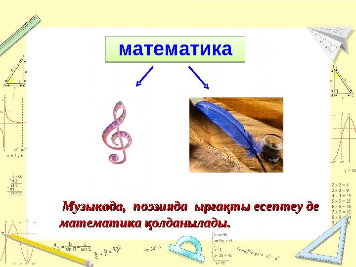 математика Музыкада, поэзияда ырғақты есептеу де Музыкада, поэзияда ырғақты есептеу де математика қолданылады.математика