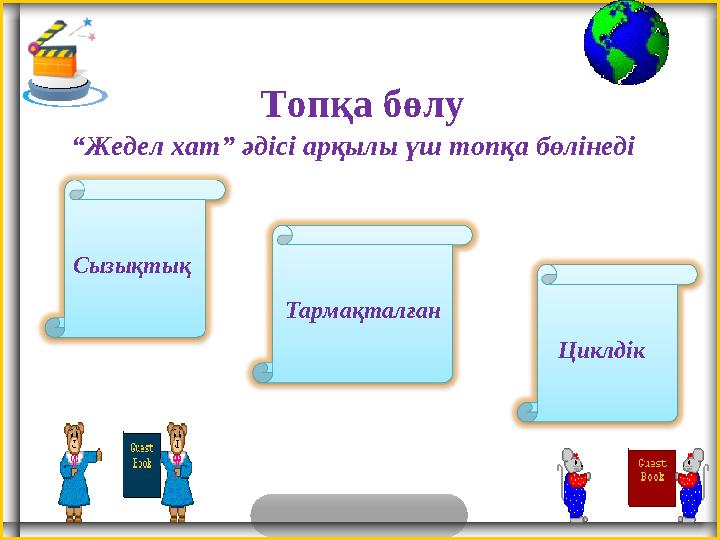 Топқа бөлу “ Жедел хат” әдісі арқылы үш топқа бөлінеді Сызықтық Тармақталған Циклдік