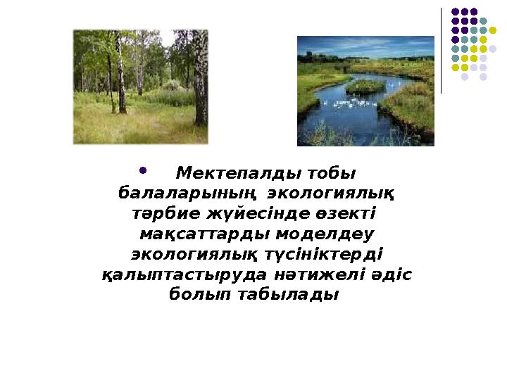  Мектепалды тобы балаларының экологиялық тәрбие жүйесінде өзекті мақсаттарды моделдеу экологиялық түсініктерді қалыптаст