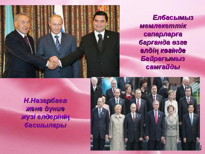 Н.Назарбаев Н.Назарбаев және дүние және дүние жүзі елдерінің жүзі елдерінің басшыларыбасшылары Елбасымыз Елбасымыз мемлекетт