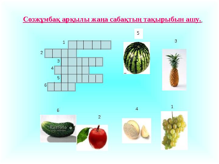 Сөзжұмбақ арқылы жаңа сабақтың тақырыбын ашу. жү імз а мл а ана ан с ақ ыну ақ рбыз ряиқ 1 2 3 4 6 1 2 3 4 5 6 5