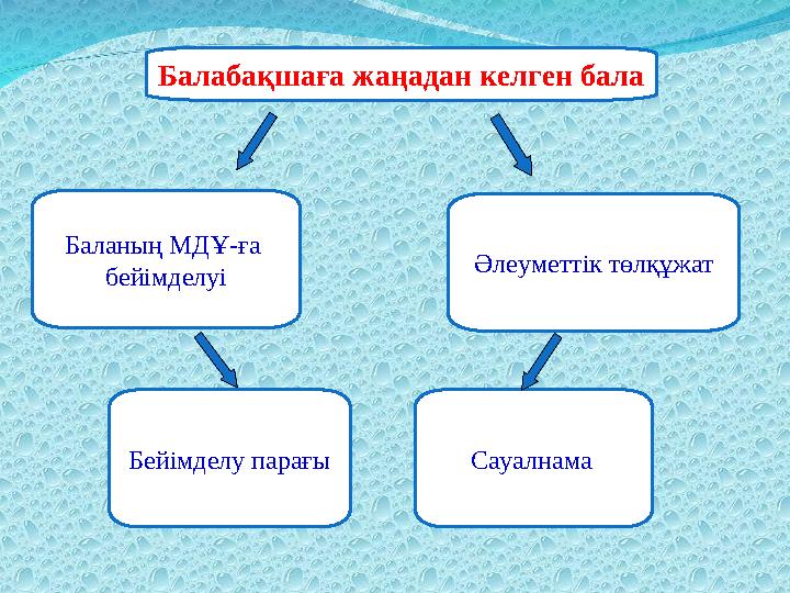 Балабақшаға жаңадан келген бала Баланың МДҰ-ға бейімделуі Бейімделу парағы Сауалнама Әлеуметтік төлқұжат