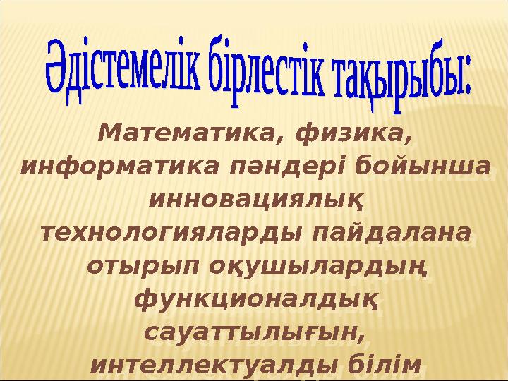 Математика, физика, информатика пәндері бойынша инновациялық технологияларды пайдалана отырып оқушылардың функционалдық са