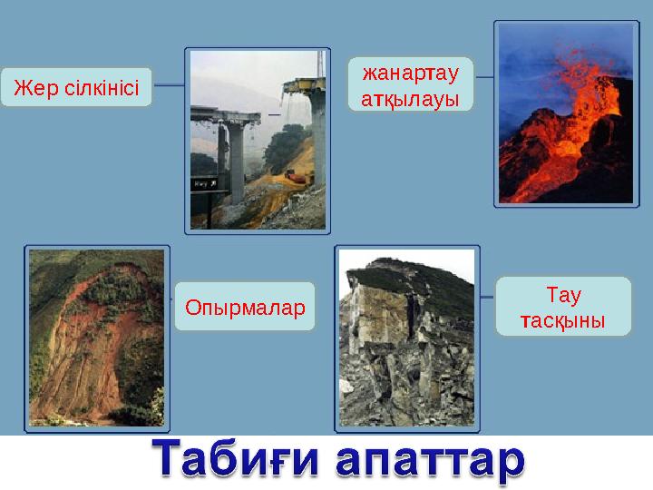 Жер сілкінісі жанартау атқылауы Опырмалар Тау тасқыны