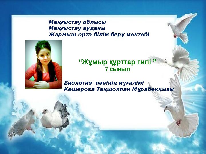Маңғыстау облысы Маңғыстау ауданы Жармыш орта білім беру мектебі Биология пәнінің мұғалімі Көшерова Таңшолпан Мұрабекқызы “Ж