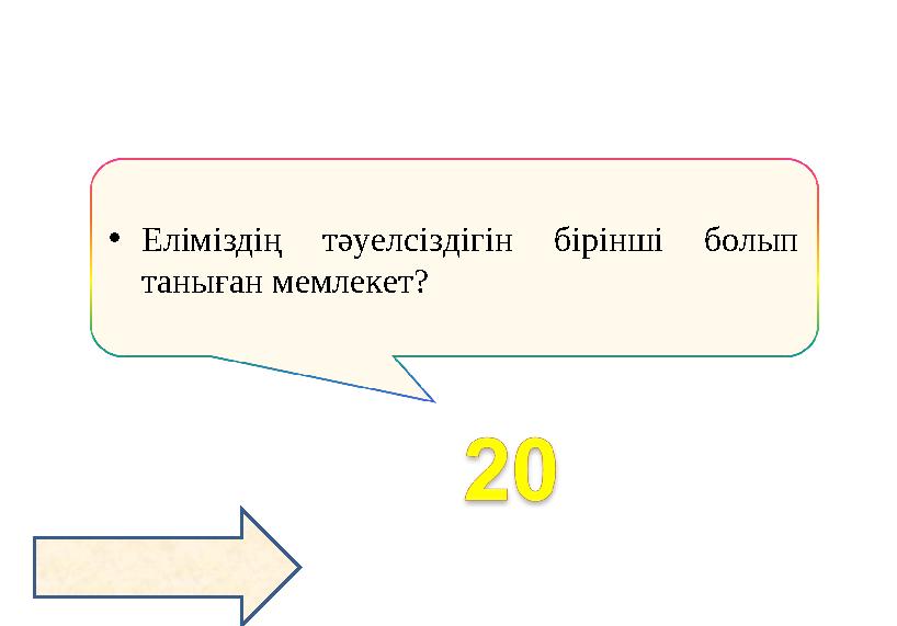 •Еліміздің тәуелсіздігін бірінші болып таныған мемлекет?