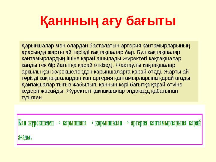 Қаннның ағу бағыты Қарыншалар мен олардан басталатын артерия қантамырларының арасында жарты ай тәрізді қақпақшалар бар. Бұл