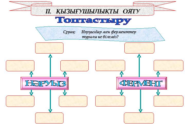 ІІ. ҚЫЗЫҒУШЫЛЫҚТЫ ОЯТУІІ. ҚЫЗЫҒУШЫЛЫҚТЫ ОЯТУ Сұрақ: Нәруыздар мен ферменттер туралы не білеміз?