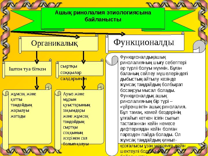Ашық ринолалия этиологиясына байланысты Органикалық Функционалды Іштен туа біткен сыртқы соққ