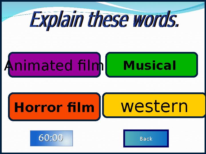 Animated film Horror filmwestern Musical BackBack