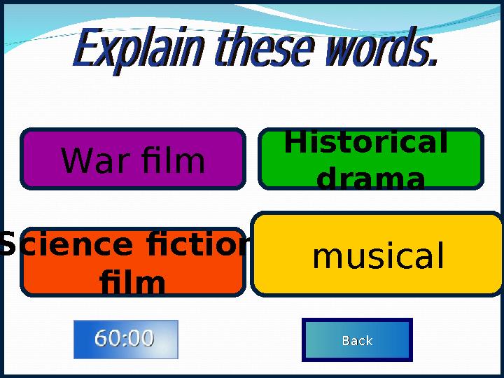 War film Science fiction film musical Historical drama BackBack