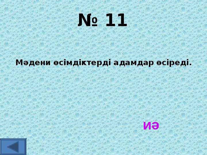 № 11 Мәдени өсімдіктерді адамдар өсіреді. иә