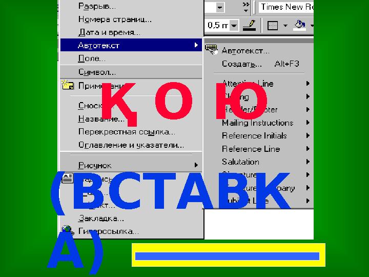 Қ О Ю (ВСТАВК А)