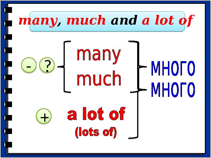 many , much and a lot of - ? + - ? +