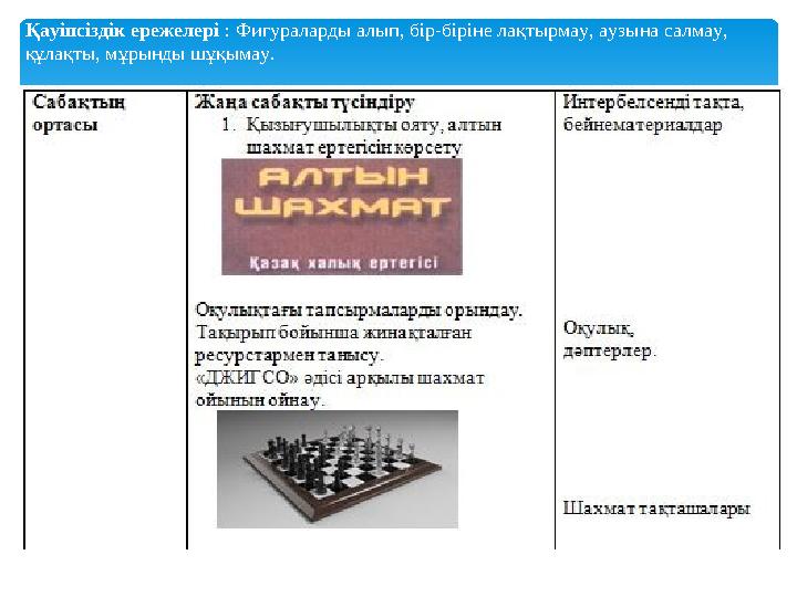Қауіпсіздік ережелері : Фигураларды алып, бір-біріне лақтырмау, аузына салмау, құлақты, мұрынды шұқымау.