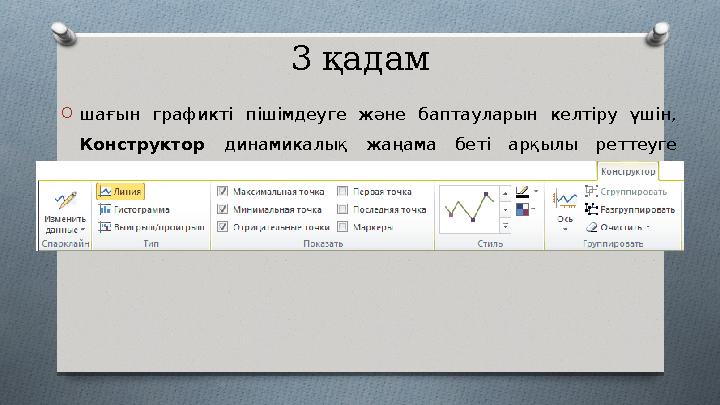 3 қадам O шағын графикті пішімдеуге және баптауларын келтіру үшін, Конструктор динамикалық жаңама беті арқылы ретте