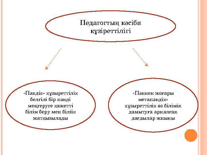 Педагогтың кәсіби құзіреттілігі «Пәннен жоғары метапәндік» құзыреттілік өз білімін дамытуға арналған дағдылар жиыны«Пәндік»