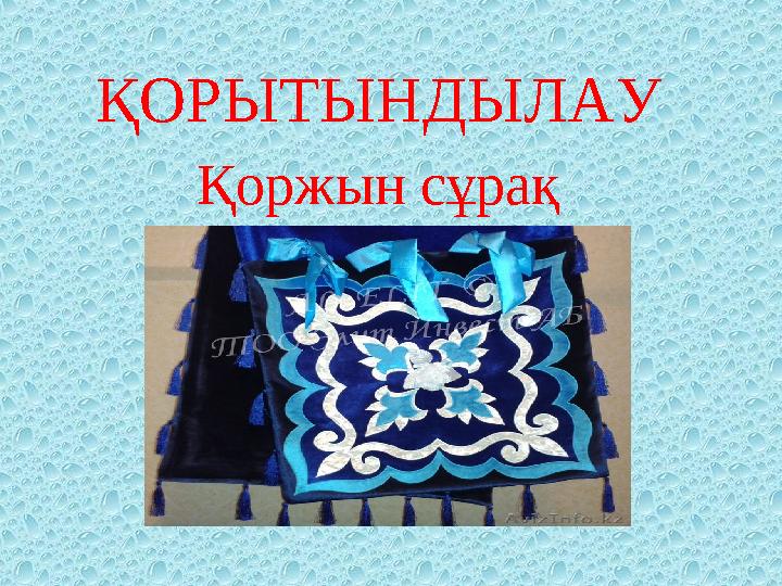 ҚОРЫТЫНДЫЛАУ Қоржын сұрақ