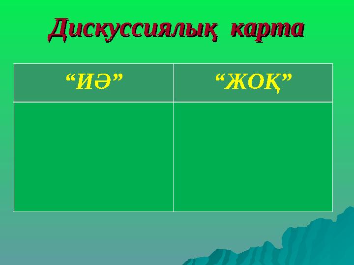 Дискуссиялық картаДискуссиялық карта “ ИӘ” “ ЖОҚ”