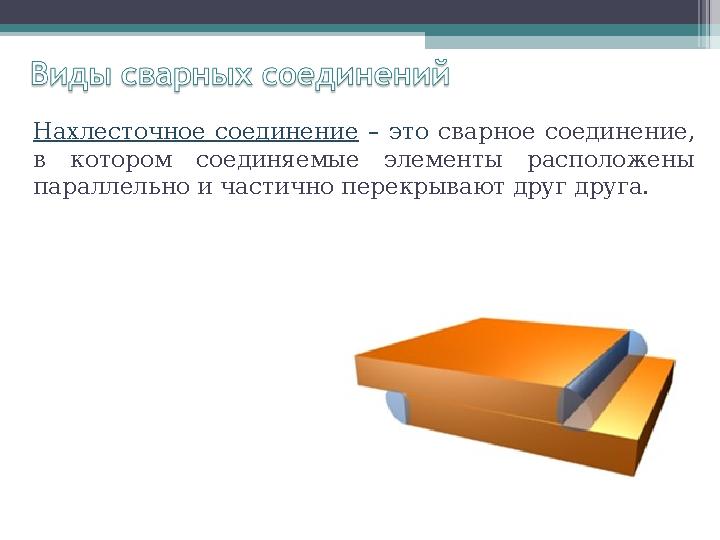 Нахлесточное соединение – это сварное соединение, в котором соединяемые элементы расположены параллельно и частично