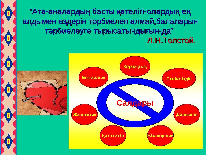 ““ Ата-аналардың басты қателігі-олардың ең Ата-аналардың басты қателігі-олардың ең алдымен өздерін тәрбиелеп алмай,балалар