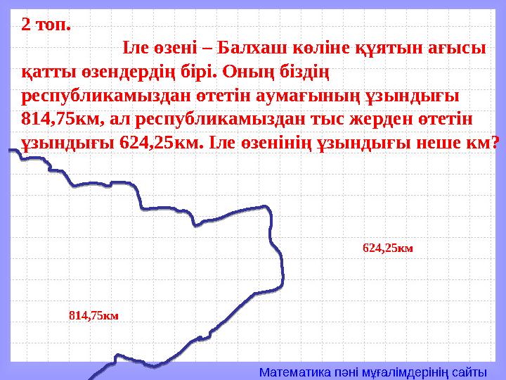 Математика пәні мұғалімдерінің сайты2 топ. Іле өзені – Балхаш көліне құятын ағысы қатты өзендердің бірі. Оның біздің республ