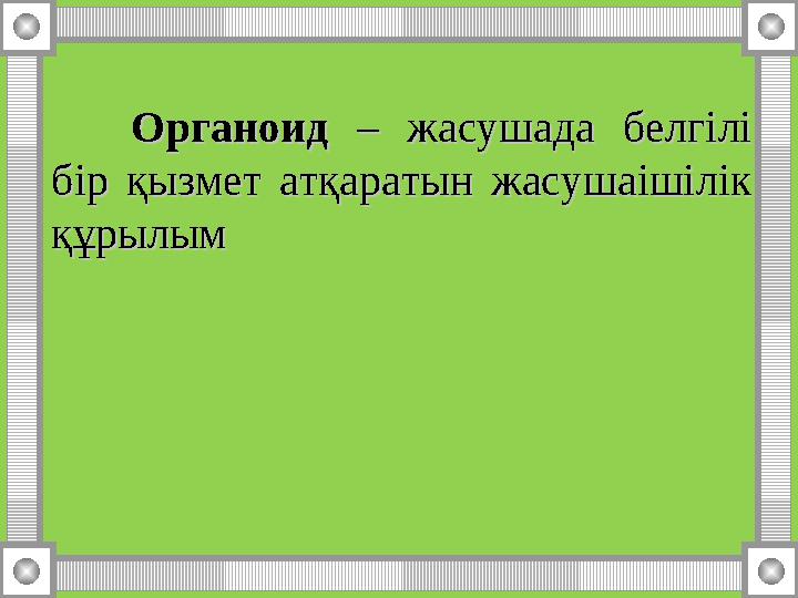 ОрганоидОрганоид – жасушада белгілі – жасушада белгілі бір қызмет атқаратын жасушаішілік бір қызмет атқаратын жас