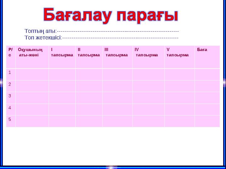 Топтың аты:----------------------------------------------------------------- Топ жетекшісі:-------------------------------------
