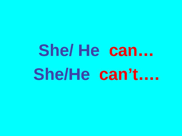 She/ He с an… She/He can’t … .