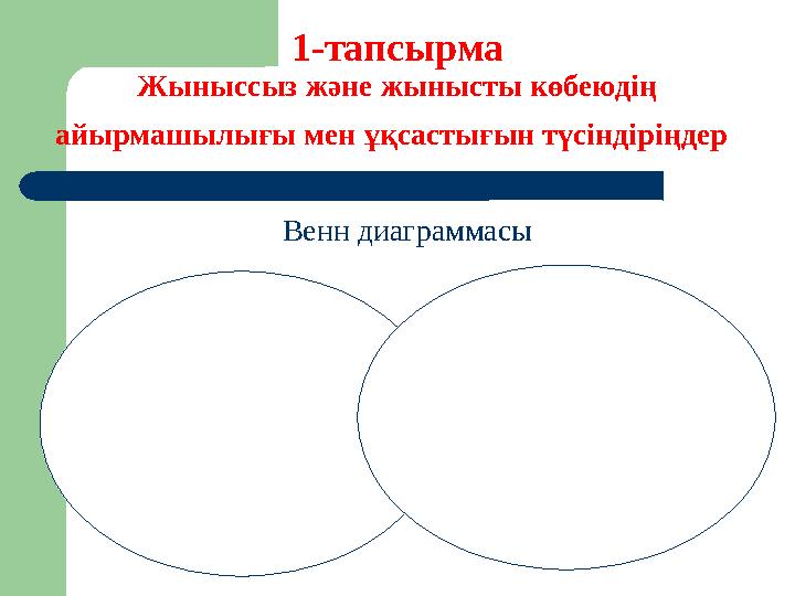 1-тапсырма Жыныссыз және жынысты көбеюдің айырмашылығы мен ұқсастығын түсіндіріңдер Венн диаграммасы