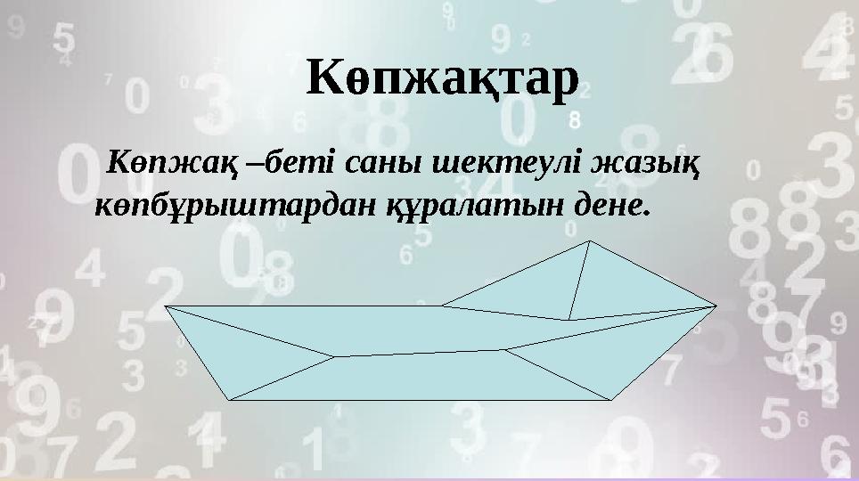 Көпжақтар Көпжақ –беті саны шектеулі жазық көпбұрыштардан құралатын дене.