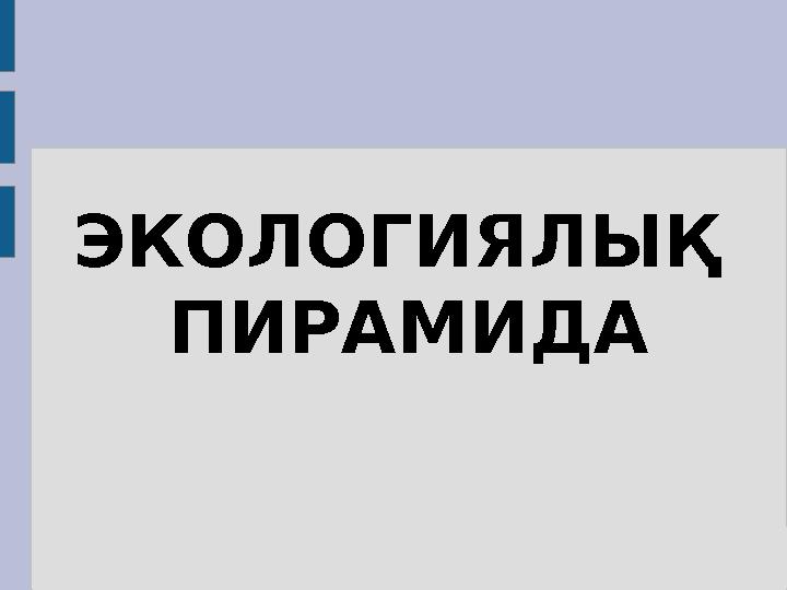 ЭКОЛОГИЯЛЫҚ ПИРАМИДА