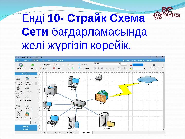 Енді 10- Cтрайк Схема Сети бағдарламасында желі жүргізіп көрейік.
