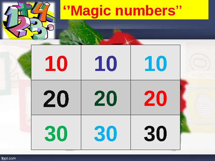 ‘’ Magic numbers ’’ 10 10 10 20 20 20 30 30 30