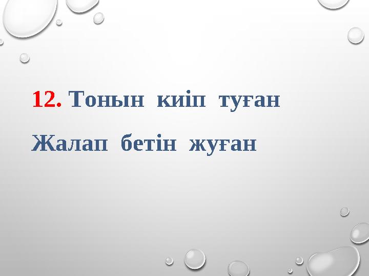 12. Тонын киіп туған Жалап бетін жуған
