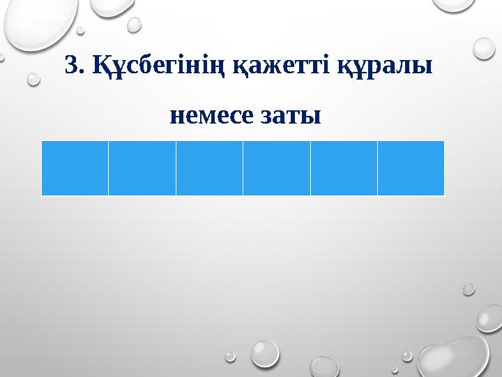 3. Құсбегінің қажетті құралы немесе заты