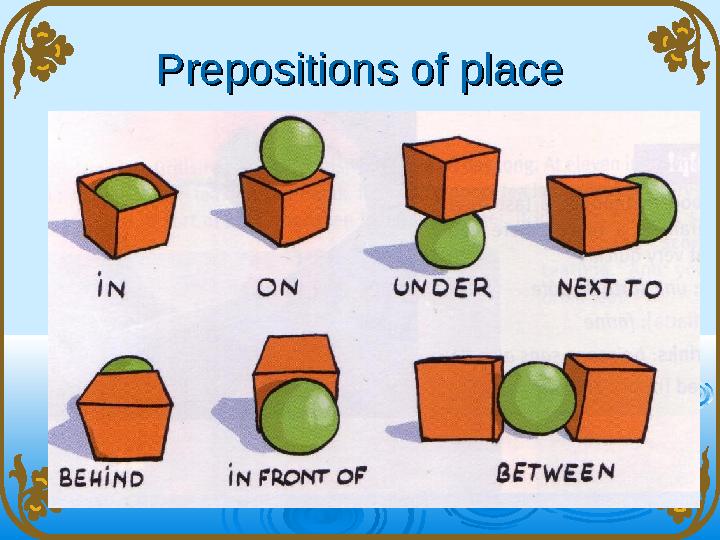 Prepositions of placePrepositions of place