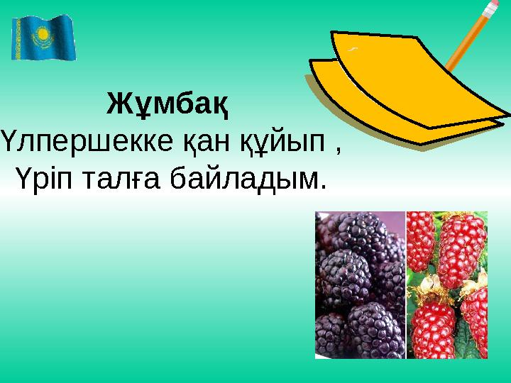 Жұмбақ Үлпершекке қан құйып , Үріп талға байладым.