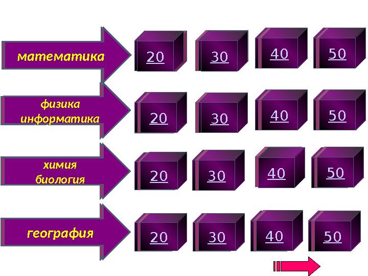 20 30 40 30 20 30 20 40 40 20 30 40математика Физика информатика химия биология геграфия 20 30 40 20 3020 40 3020 30 40 20 30 2