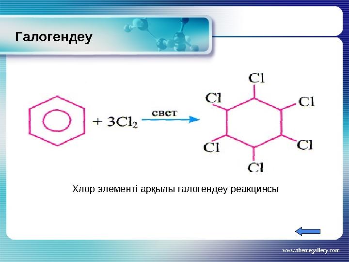 www.themegallery.comГалогендеу Хлор элементі арқылы галогендеу реакциясы