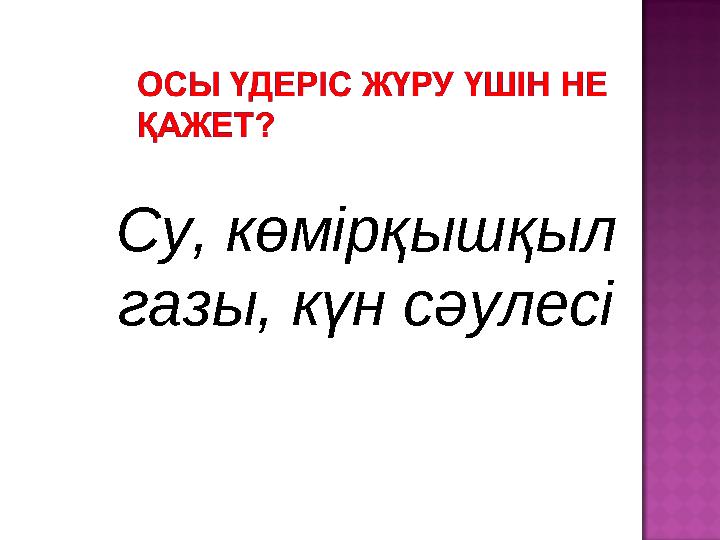 Су, көмірқышқыл газы, күн сәулесі