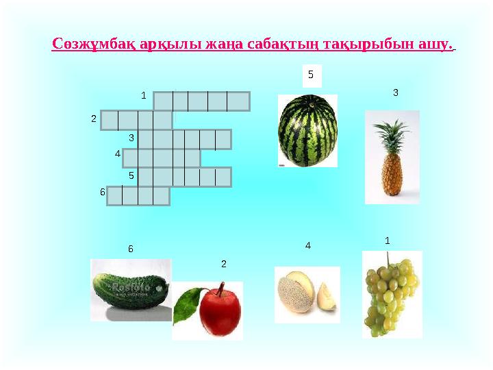 Сөзжұмбақ арқылы жаңа сабақтың тақырыбын ашу. ж ү і мз а мл а а н а ан с ақ ы н у ақ р б ы з ряиқ 1 2 3 4 6 1 2 3 4 5 6 5